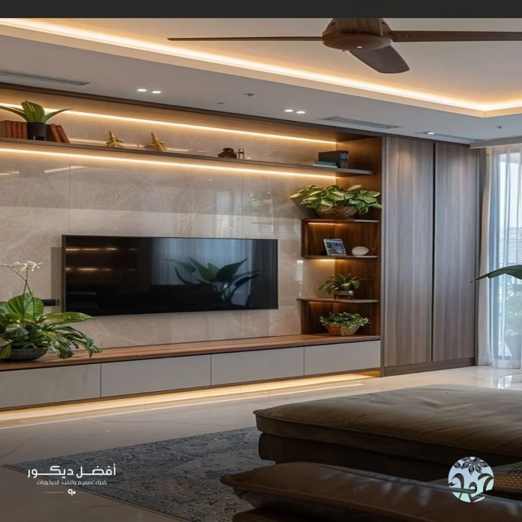 ديكورات خشبية للشاشات الرياض