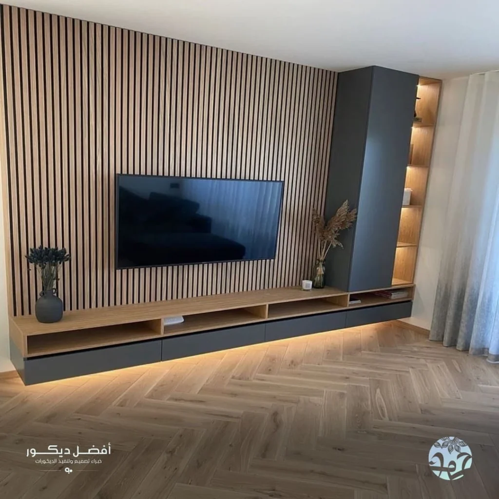 ديكورات خشبية للشاشات الرياض