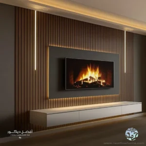 ديكور شاشات خشب مع اضاءة الرياض